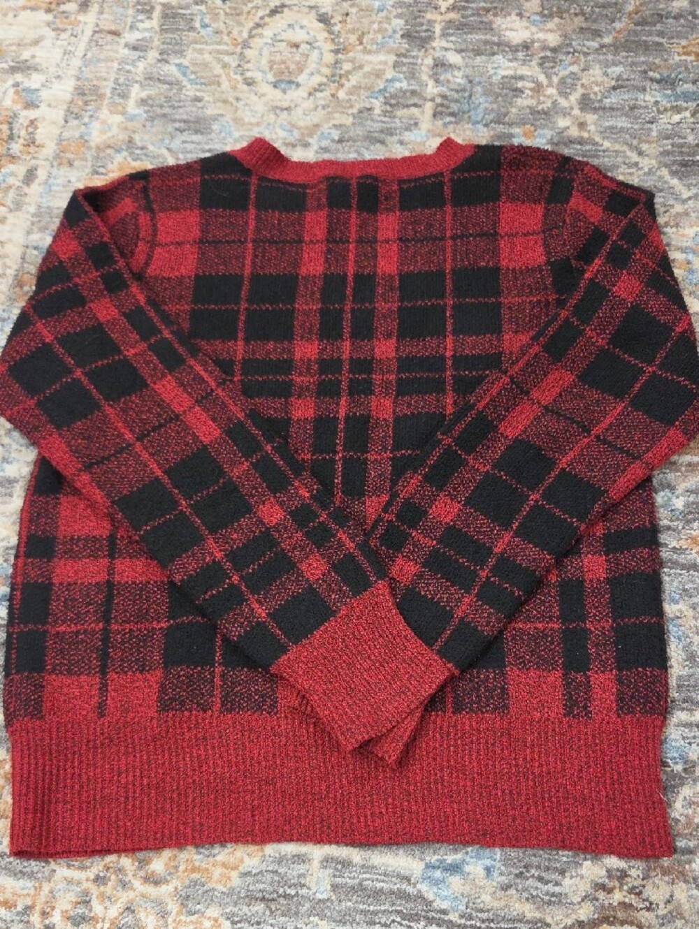 Merry & Bright Red Plaid Holiday Sweater - Picture 3 of 3